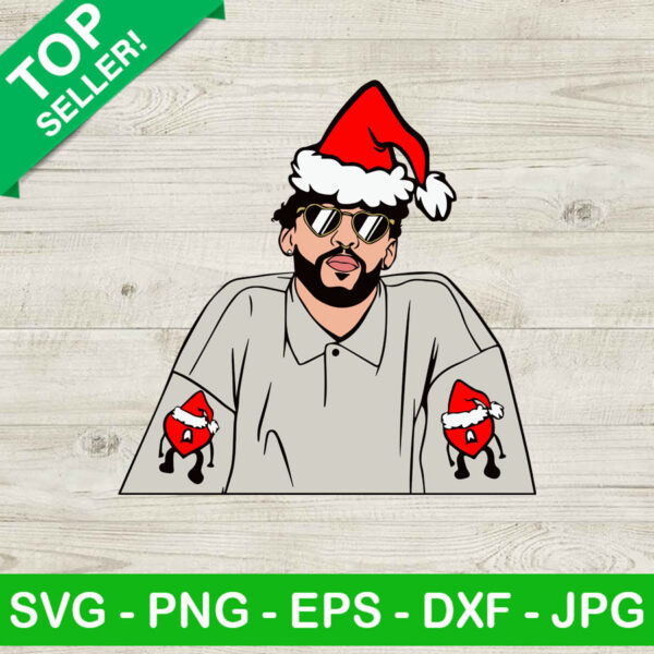 Bad bunny santa hat SVG, Santa Hat SVG, Bad Bunny Christmas SVG