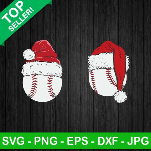 Baseball Ball Santa Hat SVG
