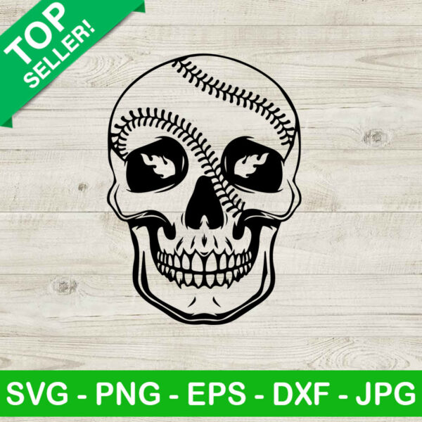 Baseball skull halloween SVG, Skull baseball SVG, Baseball stitch SVG