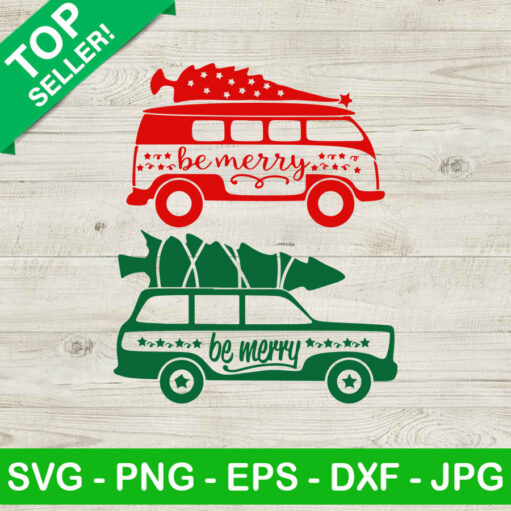 Be merry christmas cars SVG, Christmas tree cars SVG, Christmas truck SVG