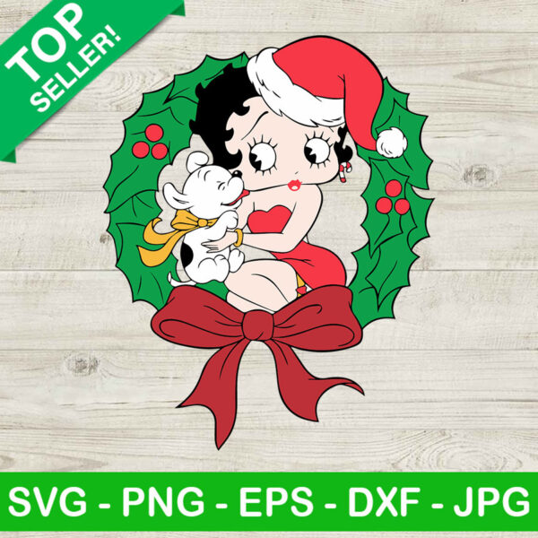 Betty boop christmas wreath SVG, Betty boop SVG, Santa claus SVG