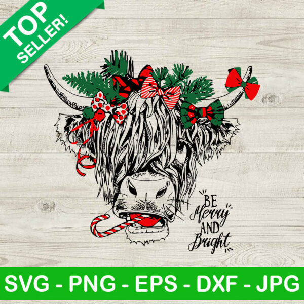 Bison merry christmas SVG, Bison cow christmas SVG, Candy cane christmas SVG