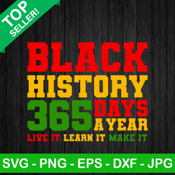 Black History 365 Days A Year SVG, Black History SVG, Like it learn it Male it SVG