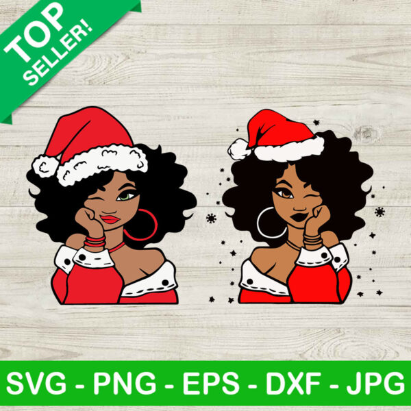 Black girl santa christmas SVG, Black women SVG, Merry christmas SVG