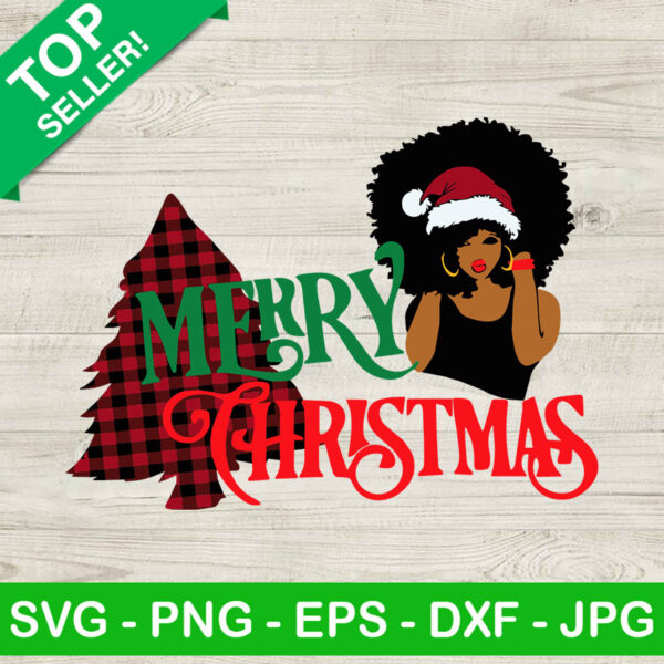 Black women merry christmas SVG, Christmas tree SVG, Buffalo christmas SVG
