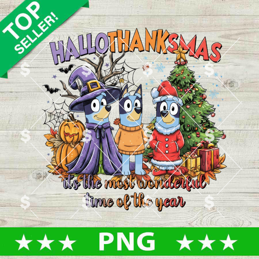 Bluey Happy Hallothanksmas Png