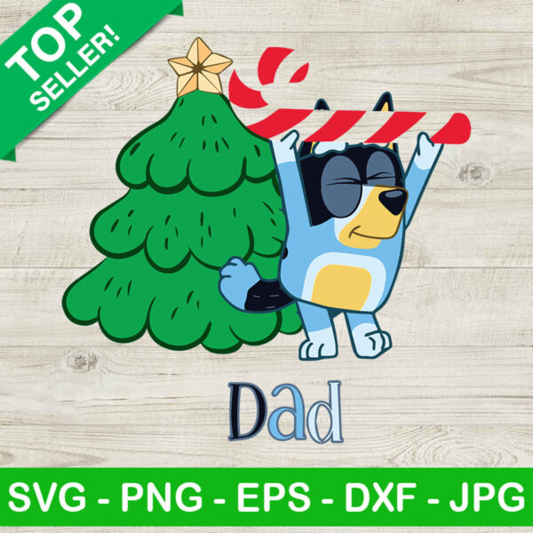 Bluey dad with candy cane SVG, Bluey dad with christmas tree SVG, Bluey dad SVG