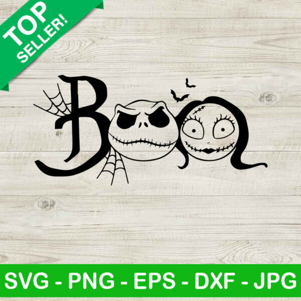 Boo Jack And Sally SVG, Jack Skellington Halloween SVG, Sally Nightmare Before Christmas SVG