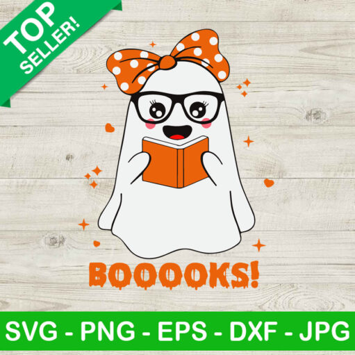 Booooks halloween SVG Ghost Reading books SVG Boo reading halloween SVG