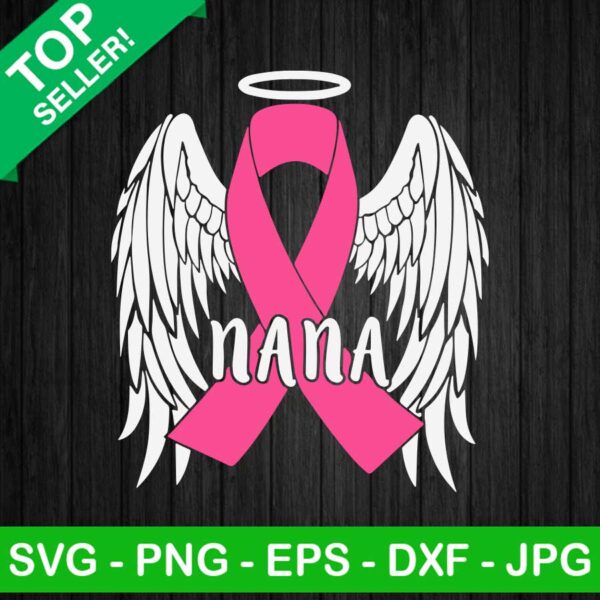 Breast cancer nana angel wing SVG, Breast Cancer SVG, Nana Angel Wing SVG