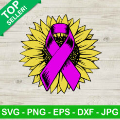 Breast cancer pink ribbon SVG, Pink ribbon SVG, Pink ribbon sunflower SVG