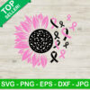 Breast Cancer Ribbon SVG, Breast Cancer Sunflower SVG, Cancer Ribbon Flower SVG