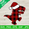 Buffalo Plaid Christmas Dinosaur SVG, Christmas Dinosaur SVG, Santa T rex SVG