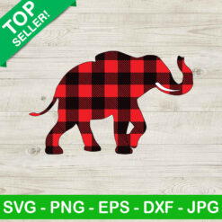 Buffalo Plaid Elephant SVG, Christmas Elephant SVG, Elephant SVG