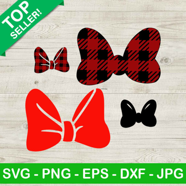 Buffalo Plaid Minnie Bow SVG, Buffalo Plaid Bow SVG, Disney Minnie SVG