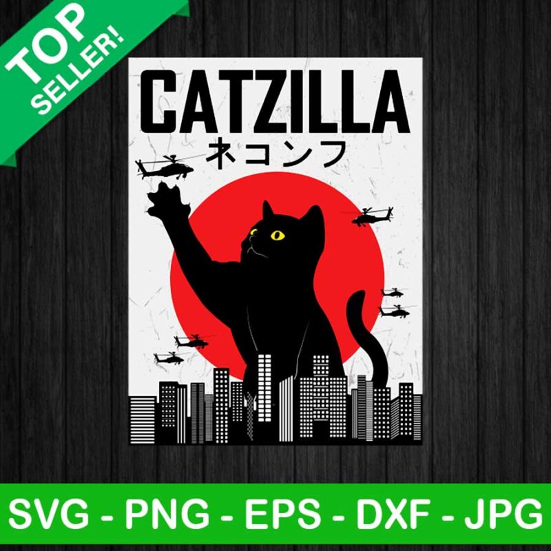 CATZILLA Japan Vintage PNG, Anime Catzilla Sublimation transfer PNG, Cat Japanese Transfer PNG