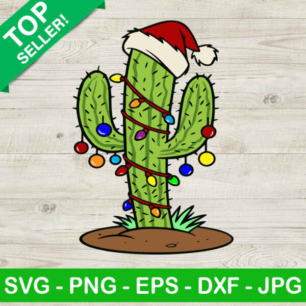 Cactus christmas light SVG, Santa cactus SVG, Christmas lights SVG