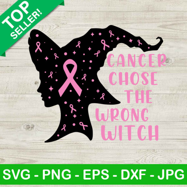 Cancer chose the wrong bitch SVG, Breast cancer halloween SVG, Witch breast cancer SVG