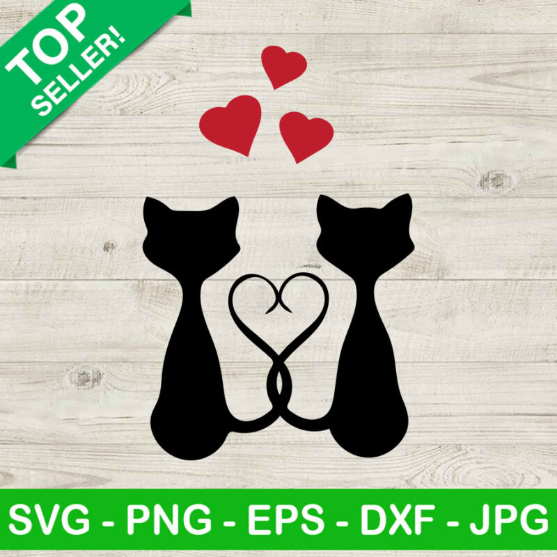Cat couple valentine SVG, Valentine day SVG, Cat love SVG