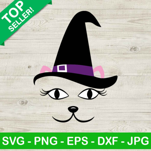 Cat face wich SVG Cat halloween SVG Cat witches SVG