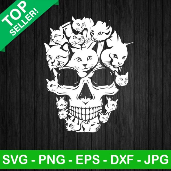 Cat Skull Face SVG, Cat Skull SVG, Cat Halloween Funny SVG