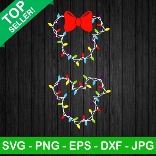 Christmas light mickey head SVG, Mickey Mouse With Christmas Lights SVG, Christmas Mickey Head SVG