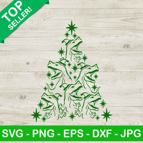 Christmas tree t rex SVG, T rex Dinosaur christmas SVG, Dinosaur christmas tree SVG