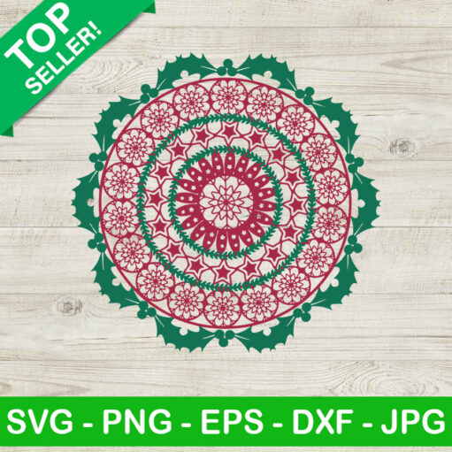 Cart 14 Christmas wreath mandala SVG, Merry Christmas SVG, Wreath mandala SVG
