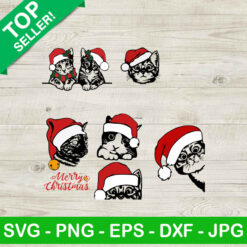 Cute cat merry christmas bundle SVG, Cute cat SVG, Christmas cat SVG