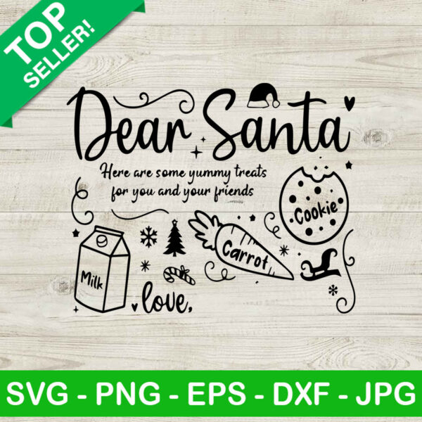 Dear Santa Here Are Yummy Treats SVG, Cookies And Milk For Santa SVG, Christmas SVG