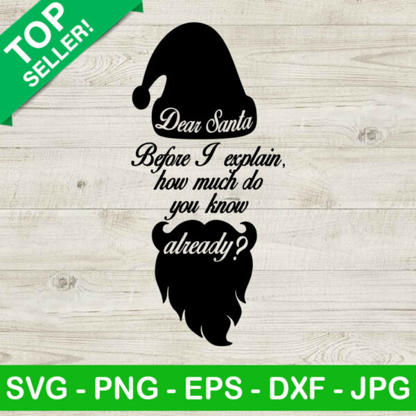 Dear santa before i explain how much do you know already SVG, Christmas SVG, Santa SVG