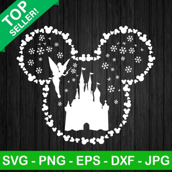Disney Tinkerbell Mickey Head SVG, Disney Castle SVG, Mickey Ears Tinkerbell SVG