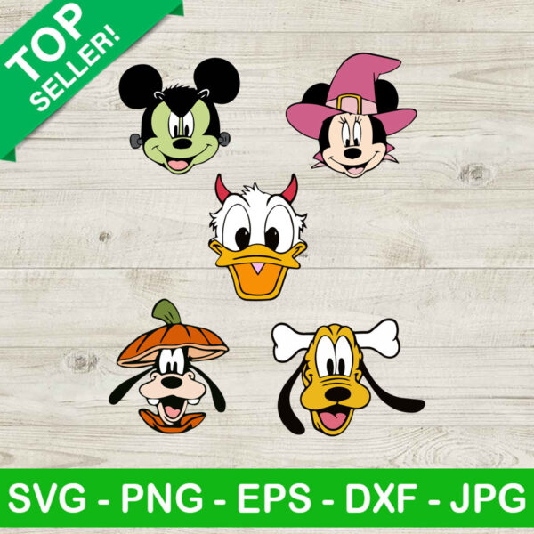 Disney halloween custome face SVG, Mickey minnie halloween face SVG, Disney character face SVG