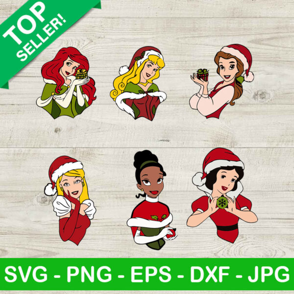 Disney princess santa hat SVG, Princess christmas SVG, Disney princess SVG