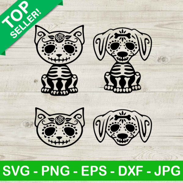 Dog Skull Halloween SVG, Dog Skull Face SVG, Dog Sugar Skull SVG