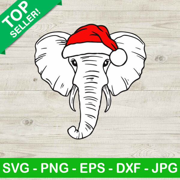 Elephant with santa hat SVG, Elephant with hat christmas SVG, Christmas SVG
