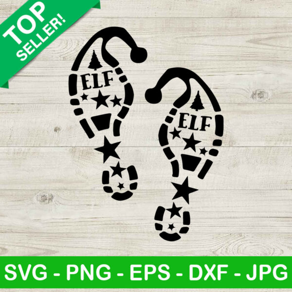 Elf foot print SVG, Elf shoe print SVG, Christmas tree SVG
