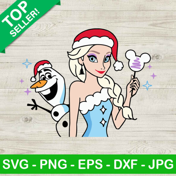Elsa And Olaf Christmas SVG, Frozen christmas SVG, Elsa And Olaf with santa hat SVG