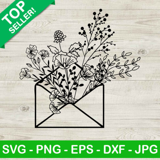 Envelope floral SVG, Wild flower SVG, Flower SVG