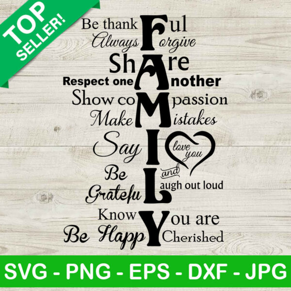 Family Be Thankful SVG, Always Forgive SVG, Respect One Another SVG