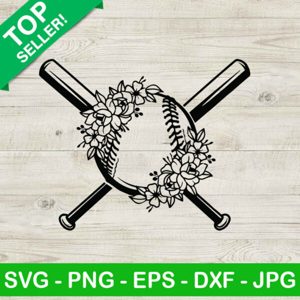 Floral Baseball Ball SVG, Floral Baseball SVG, Softball flower SVG