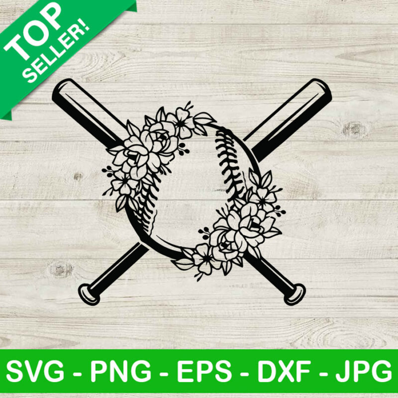 Floral Baseball Ball SVG, Floral Baseball SVG, Softball flower SVG