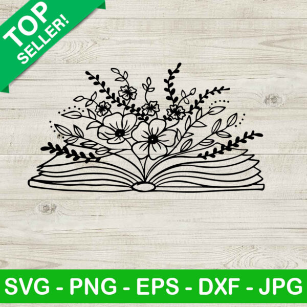 Floral Book SVG, Book Flowers SVG, Book Lovers SVG