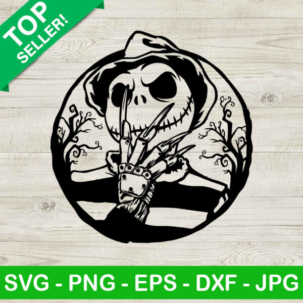 Freddy Krueger Mix Jack Skellington SVG, Freddy Krueger Horror Movies SVG, Jack Skellington Halloween SVG