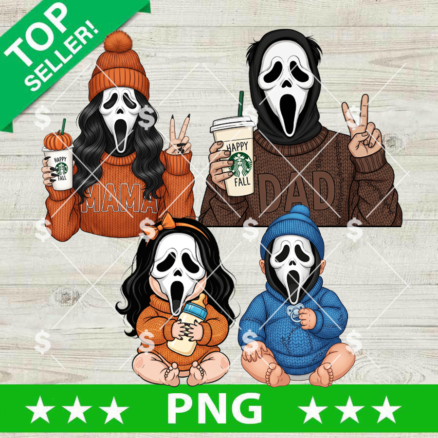 Ghostface Dad Mom And Baby PNG