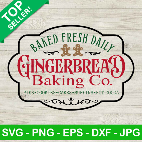 Gingerbread Baking Co SVG, Christmas Gingerbread SVG, Christmas SVG