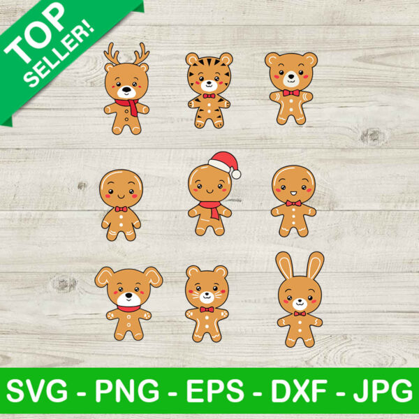 Gingerbread animals SVG, Christmas cookie animals SVG, Gingerbread cookie SVG