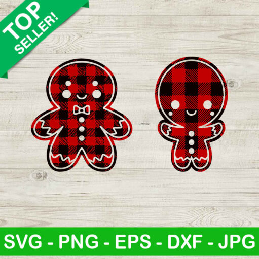 Gingerbread man buffalo plaid SVG