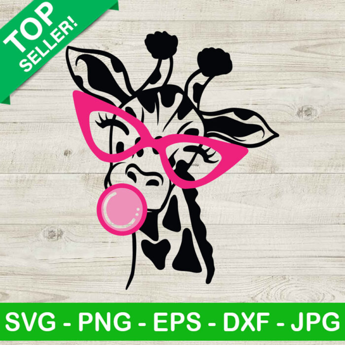 Giraffe bubble SVG, Giraffe with sunglass SVG, Animals SVG,