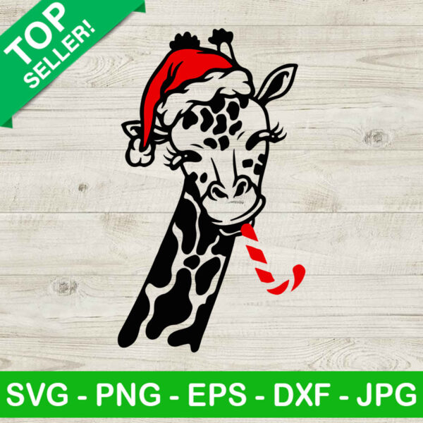 Giraffe santa hat SVG, Giraffe christmas SVG, Giraffe in hat SVG